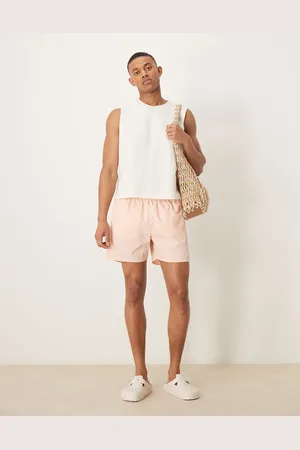 Calvin Klein – Badeshorts in Pfirsichrosa mit Kordelzug und Logo