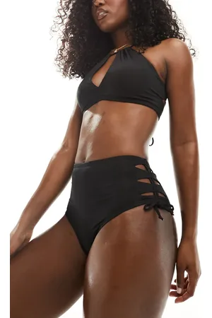 Nike Nike – Knapp geschnittene Bikinihose in mit hohem Bund und Schnürung