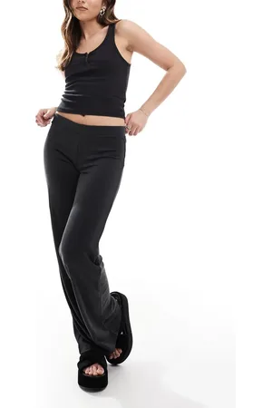 Monki – Hose in Anthrazitschwarz mit weitem Bein