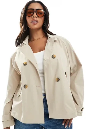 ONLY – Kurzer Trenchcoat in Beige