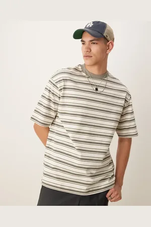 SELECTED – Schweres Oversize-T-Shirt mit grünen Streifen