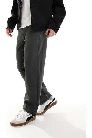 Bershka – Elegante Hose in Anthrazit mit weitem Bein