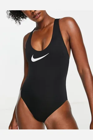 Nike Nike – Badeanzug in mit hinten überkreuzten Logoband-Trägern