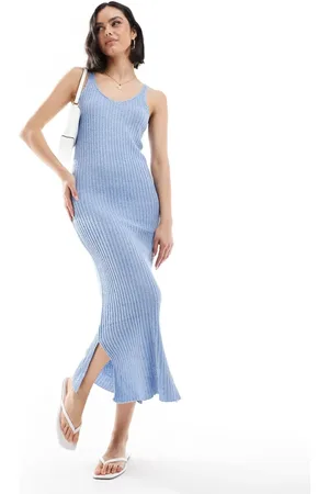 ONLY – Midaxi-Strickkleid in Hellblau