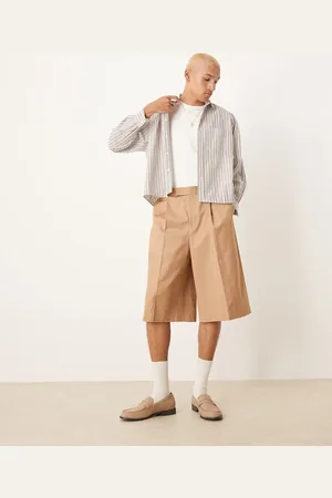 ASOS – Elegante Bermuda-Shorts in Stein mit Oversize-Passform