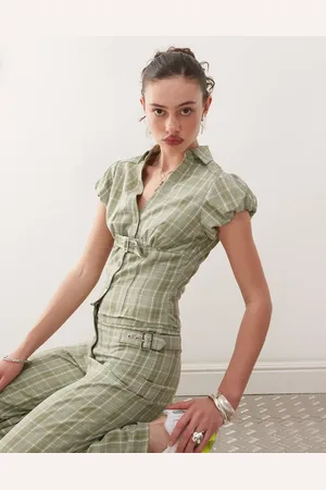 COLLUSION – Elegante Bluse in kariert im Stil der 2000er, Kombiteil