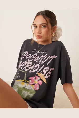 Hollister Abercrombie & Fitch – Kurzärmliges T-Shirt in Schwarz mit Tropen-Grafik