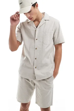 Only & Sons – Shorts aus Seersucker in Beige, Kombiteil
