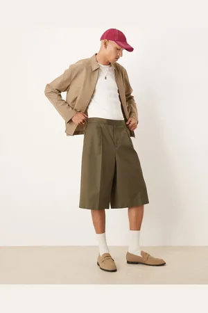 ASOS – Elegante Bermuda-Shorts in Khaki mit Oversize-Passform