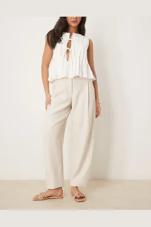 ASOS – Elegante Barrel-Leg-Hose in neutralem Farbton mit Laschendetail