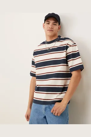 SELECTED – Schweres Oversize-T-Shirt in gestreift