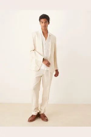 MANGO – Elegante Hose aus Leinen in Ecru, Kombiteil
