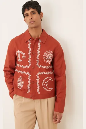 ASOS – Harrington-Jacke in Rostrot mit Stickerei
