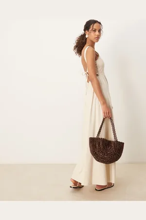 ASOS – Maxikleid in Neutal mit eckigem Ausschnitt und kleinem Bustier