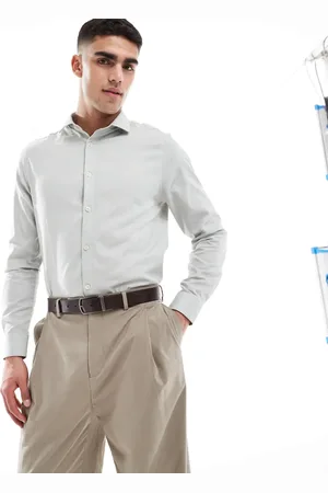 ASOS – Elegantes, leicht zu bügelndes Regular-Fit-Hemd in Salbeigrün
