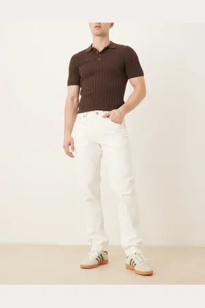 MANGO – Schmal zulaufende Jeans in Ecru