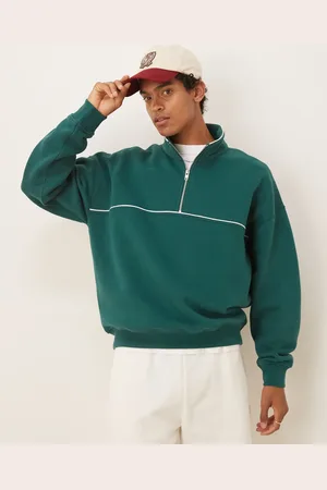 Abercrombie & Fitch – Sweatshirt in mit halblangem Reißverschluss und Kontrastnaht