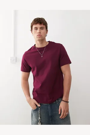 Weekday – Kastiges T-Shirt aus schwerem Jersey in Burgunderrot