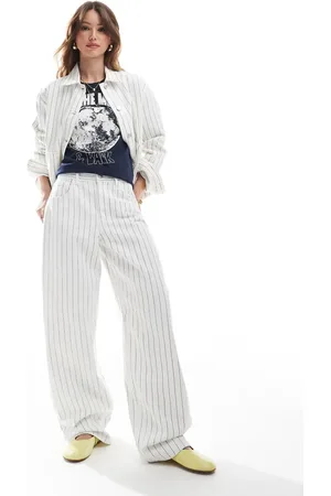 Pull&Bear – Ballon-Jeans in mit Nadelstreifen, Kombiteil