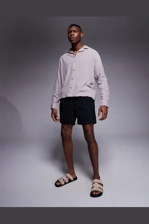 ASOS – Mittellange Leinenmix-Shorts in mit schmalem Schnitt