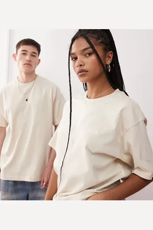 Vans – T-Shirt mit Logo auf der linken Brust in Beige, exklusiv bei ASOS