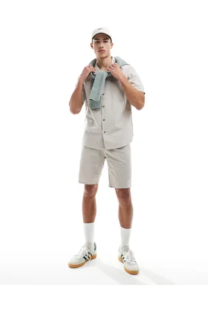 Only & Sons – Hemd aus Seersucker in Beige, Kombiteil