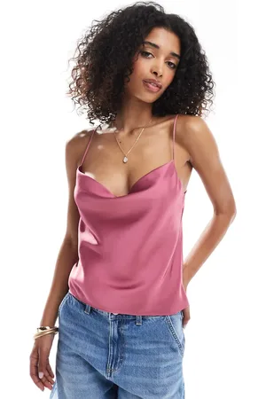 Stradivarius – Camisole aus Satin in Himbeer