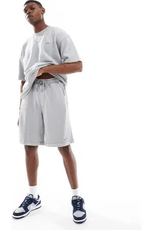 Pull&Bear – Shorts aus gewaschenem Jersey in Hellgrau, Kombiteil