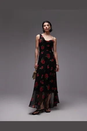 MANGO – Maxikleid in geblümt mit One-Shoulder-Träger