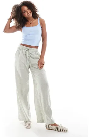 Cotton On Cotton On – 90s Haven – Hose in Grün mit weitem Bein und winzigem Karomuster