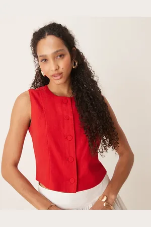 Abercrombie & Fitch – Hochgeschlossenes Cropped-Trägertop in aus Leinen
