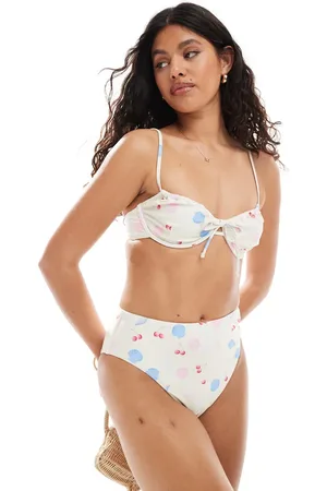 Pieces® – Bikinihose mit Muschelmuster und hoher Taille, Kombiteil