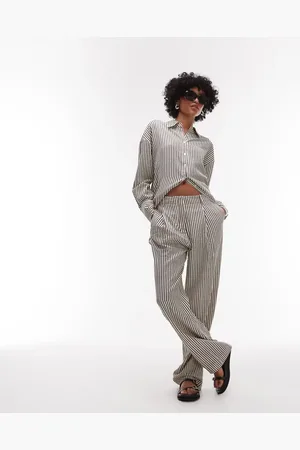 MANGO – Hose in und Weiß gestreift mit elastischem Bund und geradem Bein, Kombiteil