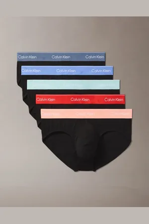 Calvin Klein – Icon Cotton Stretch – 3er-Pack eng geschnittene Hüftslips in mit Bund in Rot/Blau