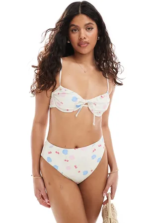 Pieces® – Vorne gebundenes Bügel-Bikinioberteil mit Muschelprint, Kombiteil
