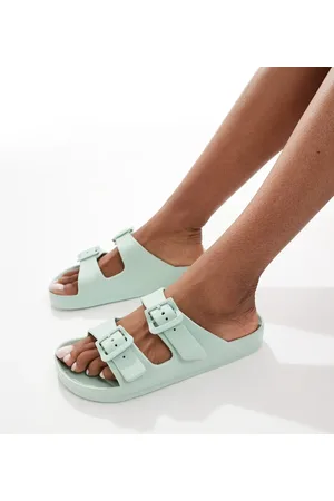ONLY – Sandalen in Salbeigrün mit doppeltem Riemen