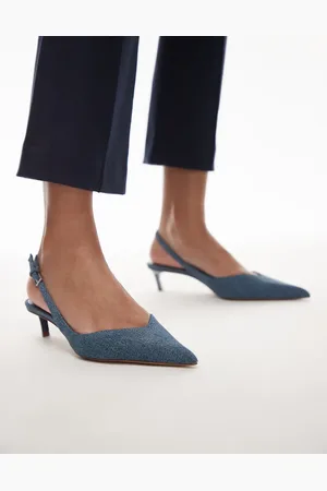 MANGO – Slingback-Schuhe aus Denim in mit Kitten-Absatz