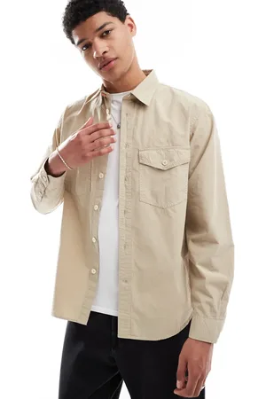 Paul Smith – Sportlich-elegante Hemdjacke in Sandgelb mit Logo