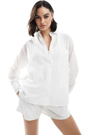 Daisy Street – Oversize-Bluse in mit Lochmuster, Kombiteil