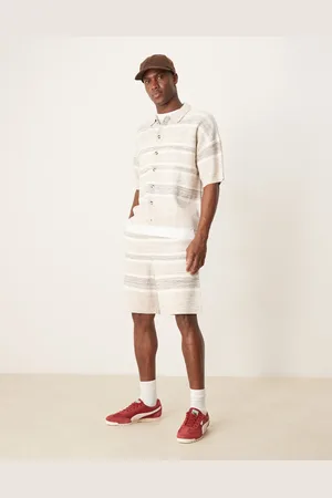 ASOS – Gestrickte Oversize-Shorts in Beige mit Space-Dye-Färbung, Kombiteil