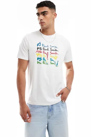 Paul Smith – T-Shirt in mit Logoprint in Regenbogenfarben