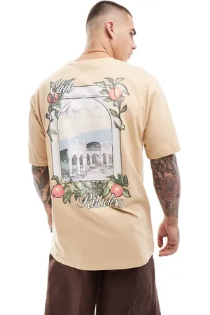 Only & Sons – Oversize-Shirt in Beige mit „Paradiso“-Rückenprint