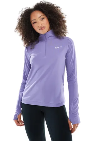 Nike – Pacer Dri-FIT – Langärmliges Oberteil in Flieder mit kurzem Reißverschluss