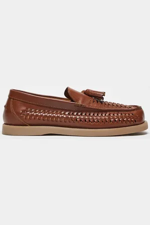 ASOS – Leder-Loafer in Hellbraun mit Web-Design
