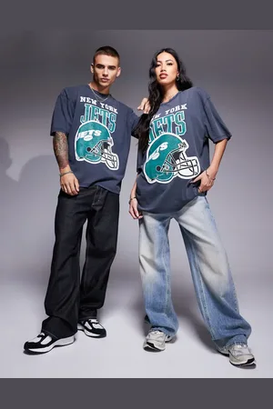 ASOS – Unisex-T-Shirt in verwaschenem mit lizenziertem „New York Jets“-Print
