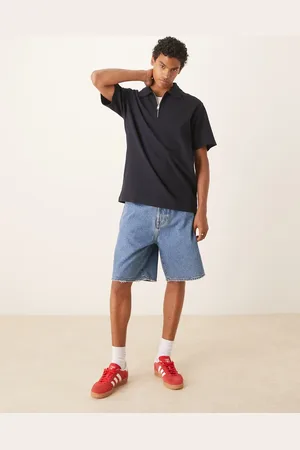 Abercrombie & Fitch – Lässige Jeanshorts in mittelblauer Waschung