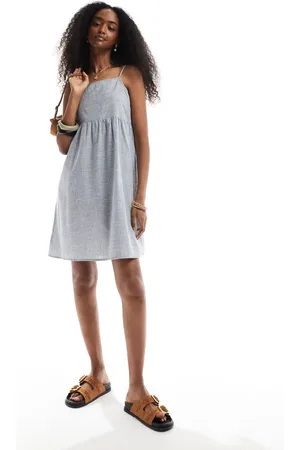 Pieces® – Luftiges Mini-Trägerkleid in gestreift mit Raffung