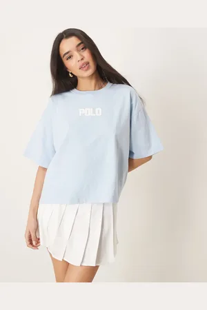 Ralph Lauren – Kastiges T-Shirt in Hellblau mit Logo