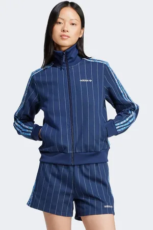 adidas – x liberty london – Trainingsoberteil in Nacht-Indigo/Kreideweiß mit farblich abgestimmtem Blockfarben-Design