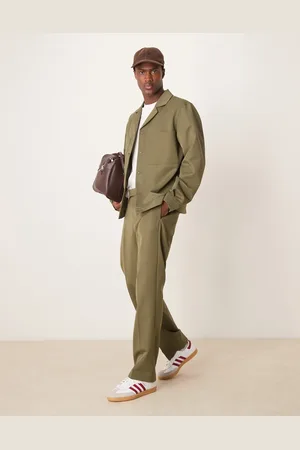 ASOS – Elegante Hose in Dunkelgrün mit geradem Schnitt und elastischem Bund, Kombiteil